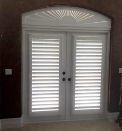 Plantation shutters on french doors